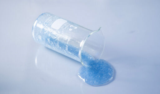 laboratory test tube spilled on a ProtectMats PVC mat