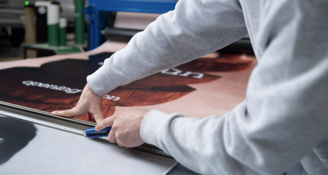 application table with cutting mat in use