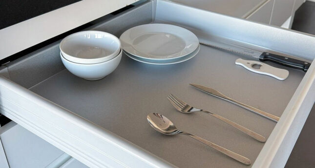 drawer liner with cutlery