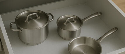 shelf covers with pots and pans
