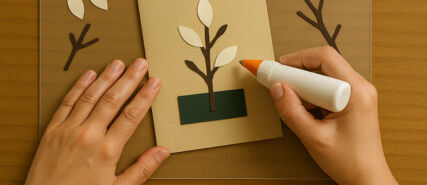 crafting wishing card on craft cutting mat