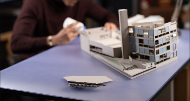 desk with frosted cutting mat